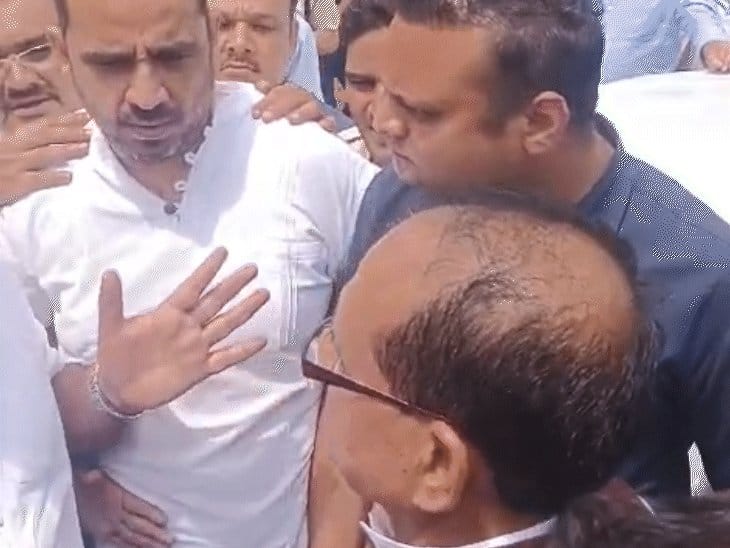 सतना में कांग्रेस ने शिवराज का काफिला रोका, किसानों की समस्याएं उठाईं