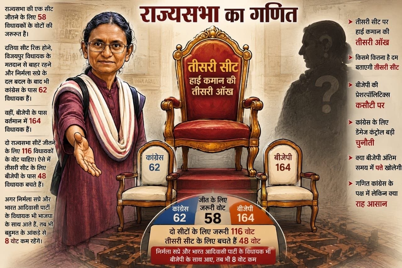 बंद मुट्ठी लाख की खुल गई तो खाक  की.. राज्यसभा की 'तीसरी सीट' पर कांग्रेस और भाजपा हाई कमान की तीसरी आंख.. (राकेश अग्निहोत्री) ( सवाल दर सवाल)