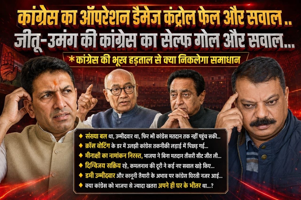 जीतू-उमंग की कांग्रेस का सेल्फ गोल और सवाल... क्या बहस से बचकर जवाब के लिए तैयारी  हेतु  समय मांगा जा सकता था.. सवाल दर सवाल ( राकेश अग्निहोत्री)