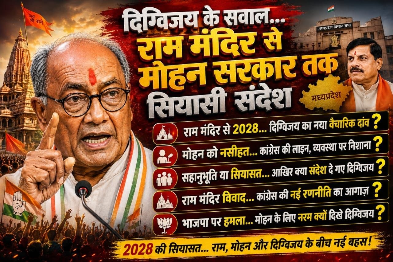 Press conference दिग्विजय का नया दांव और कांग्रेस की रणनीति ..राजा का  संघ .. मोहन को अलग-अलग संदेश और सवाल.. (बात पते की महेंद्र विश्वकर्मा)