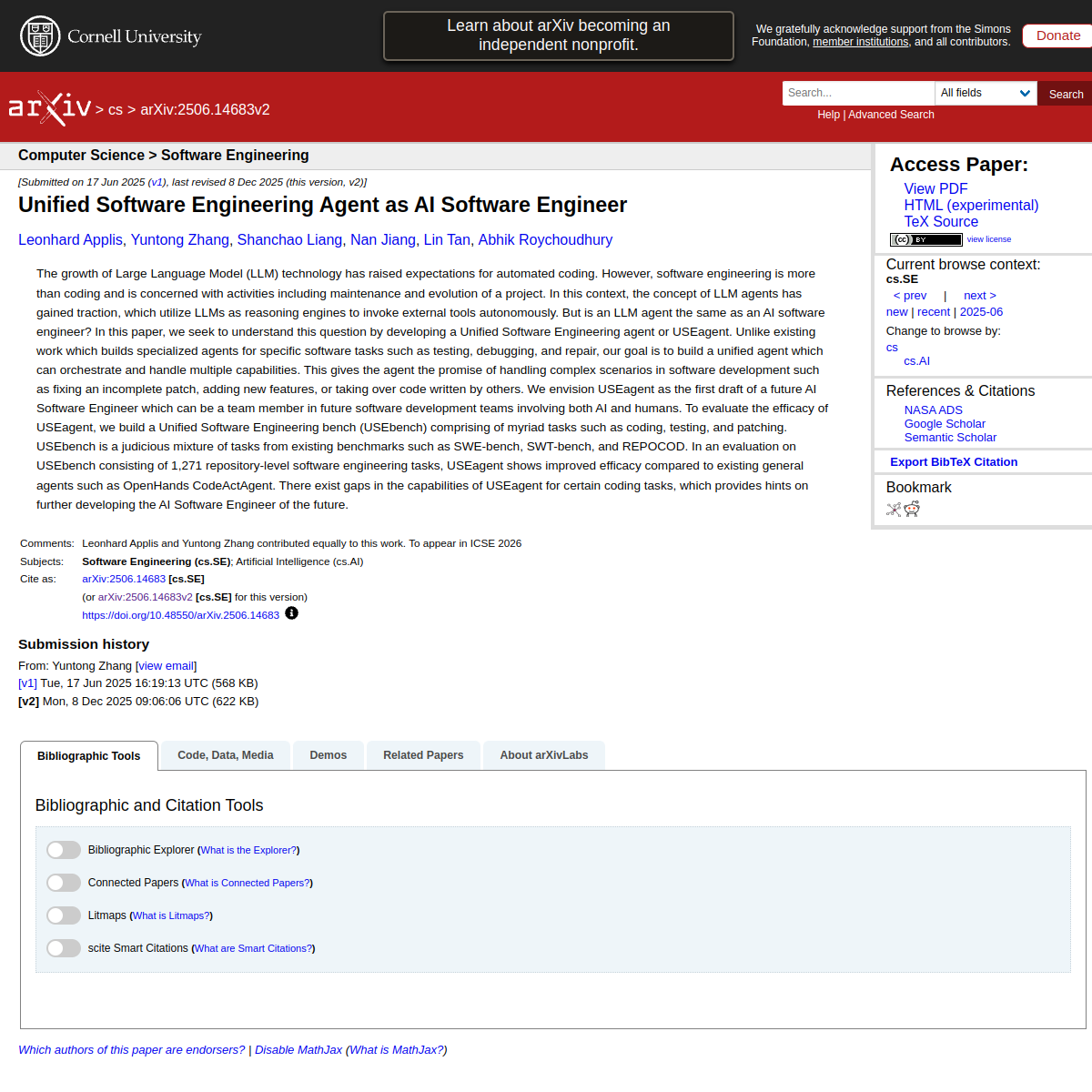 Unified Software Engineering Agent as AI Software Engineer