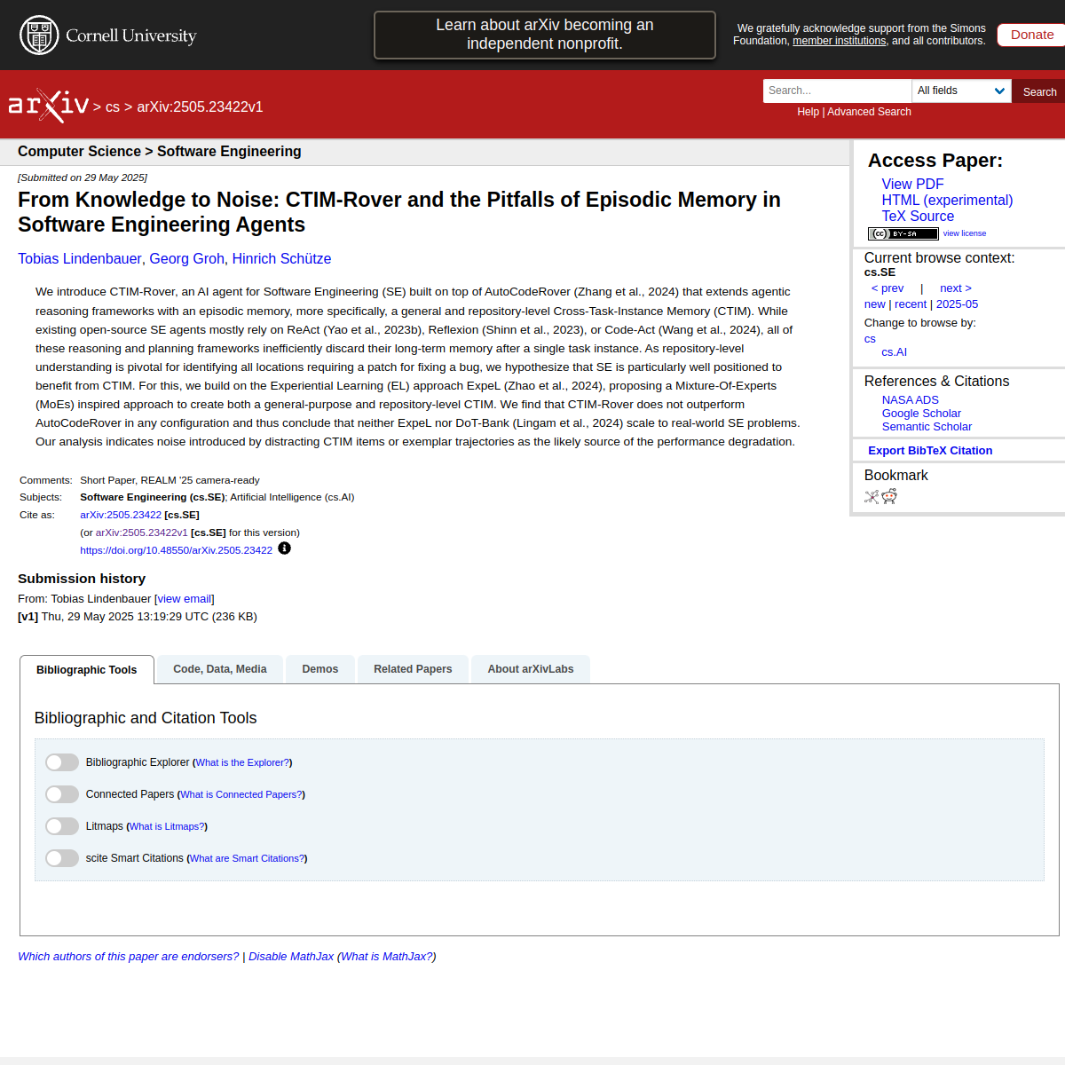 From Knowledge to Noise: CTIM-Rover and the Pitfalls of Episodic Memory in Software Engineering Agents