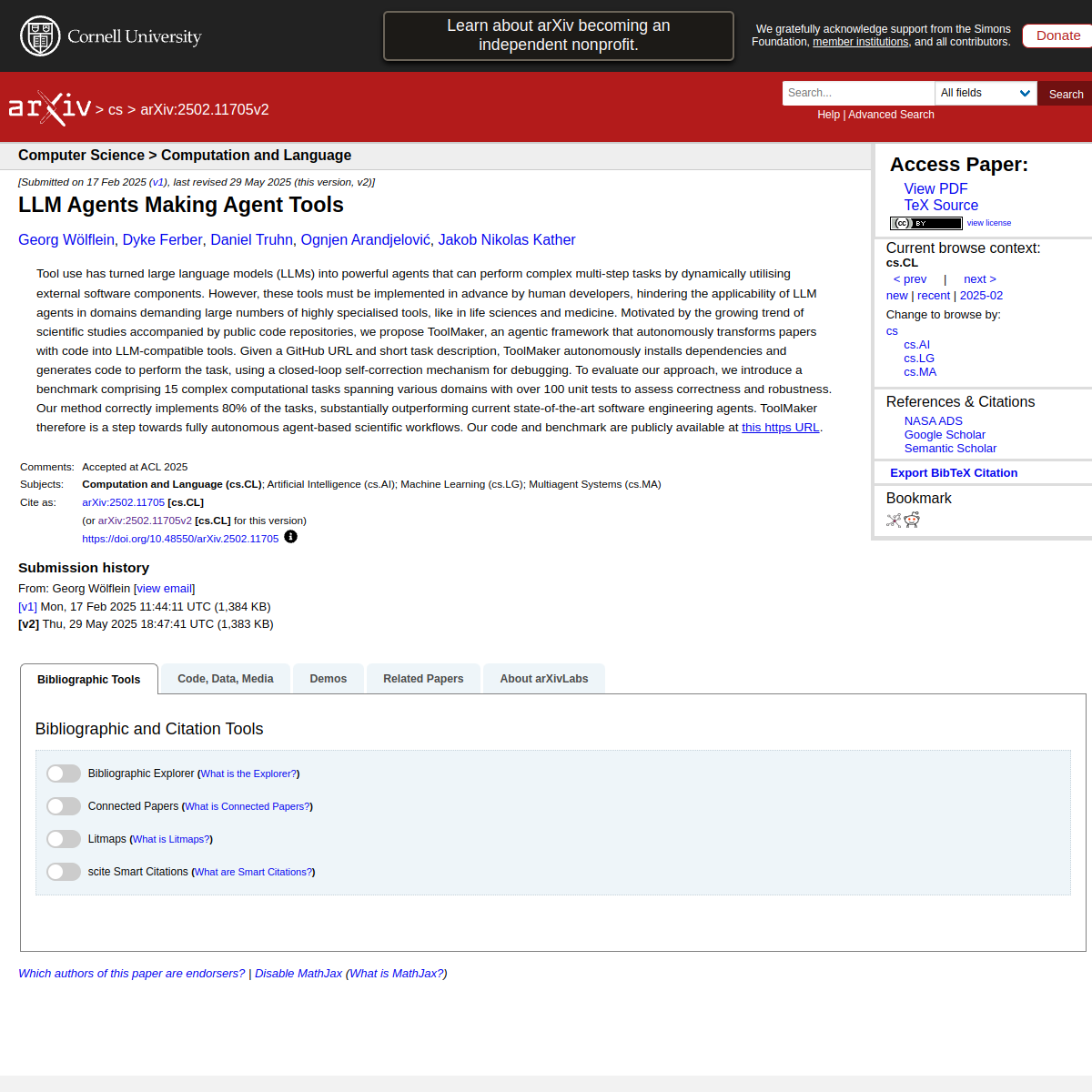 LLM Agents Making Agent Tools