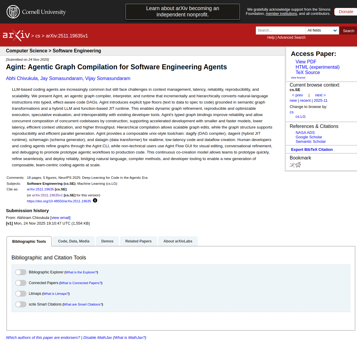 Agint: Agentic Graph Compilation for Software Engineering Agents