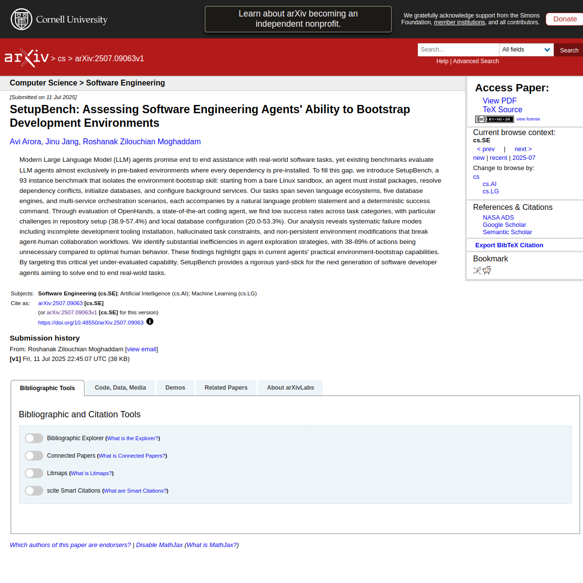 SetupBench: Assessing Software Engineering Agents' Ability to Bootstrap Development Environments
