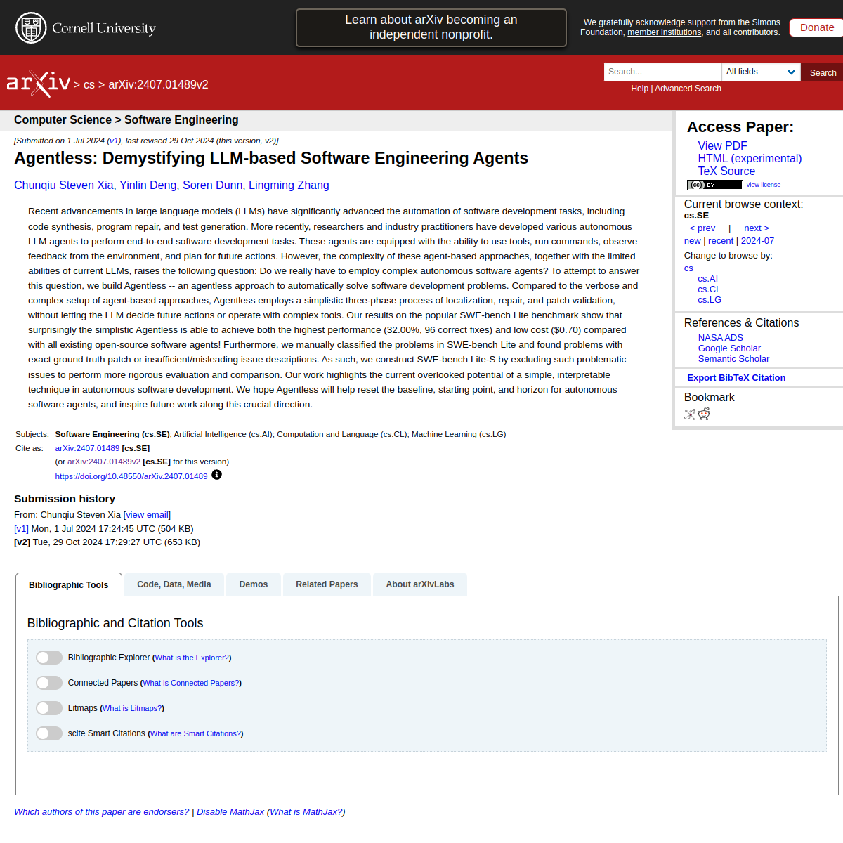 Agentless: Demystifying LLM-based Software Engineering Agents