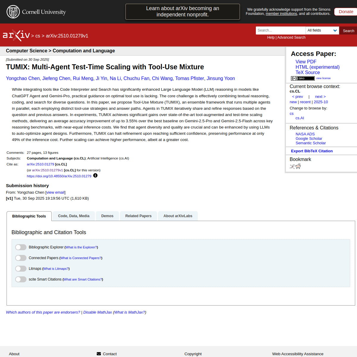 TUMIX: Multi-Agent Test-Time Scaling with Tool-Use Mixture