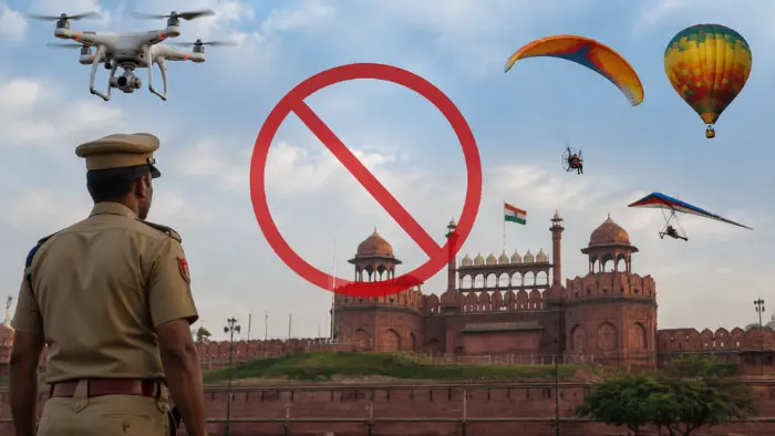 दिल्ली की सुरक्षा बढ़ी: 15 अगस्त से पहले ड्रोन, पैराग्लाइडर उड़ाने पर रोक