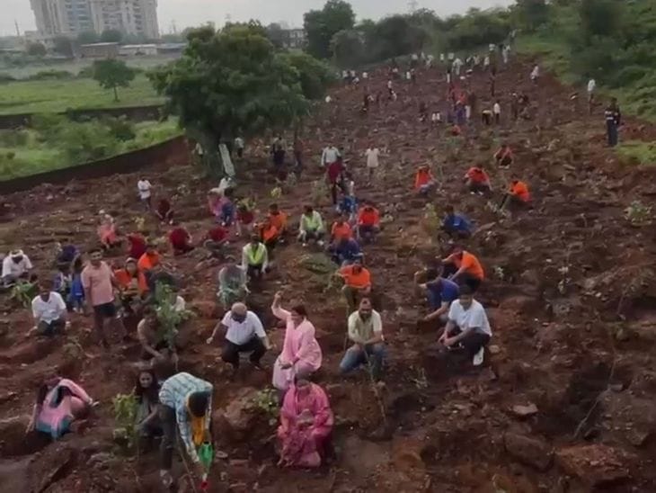 हरियाली अमावस्या पर ग्वालियर में 5000 पौधे रोपे, हर घर तिरंगा मानव श्रृंखला बनी