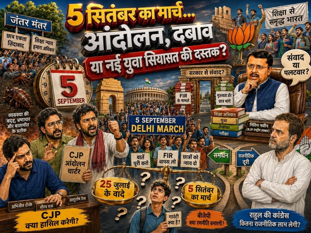 कॉकरोच: 5 सितंबर.. नितिन की नई बीजेपी ..राहुल की कांग्रेस ..आखिर किसकी क्या रणनीति  और संदेश ..किसके लिए.. (सवाल दर सवाल) (राकेश अग्निहोत्री)