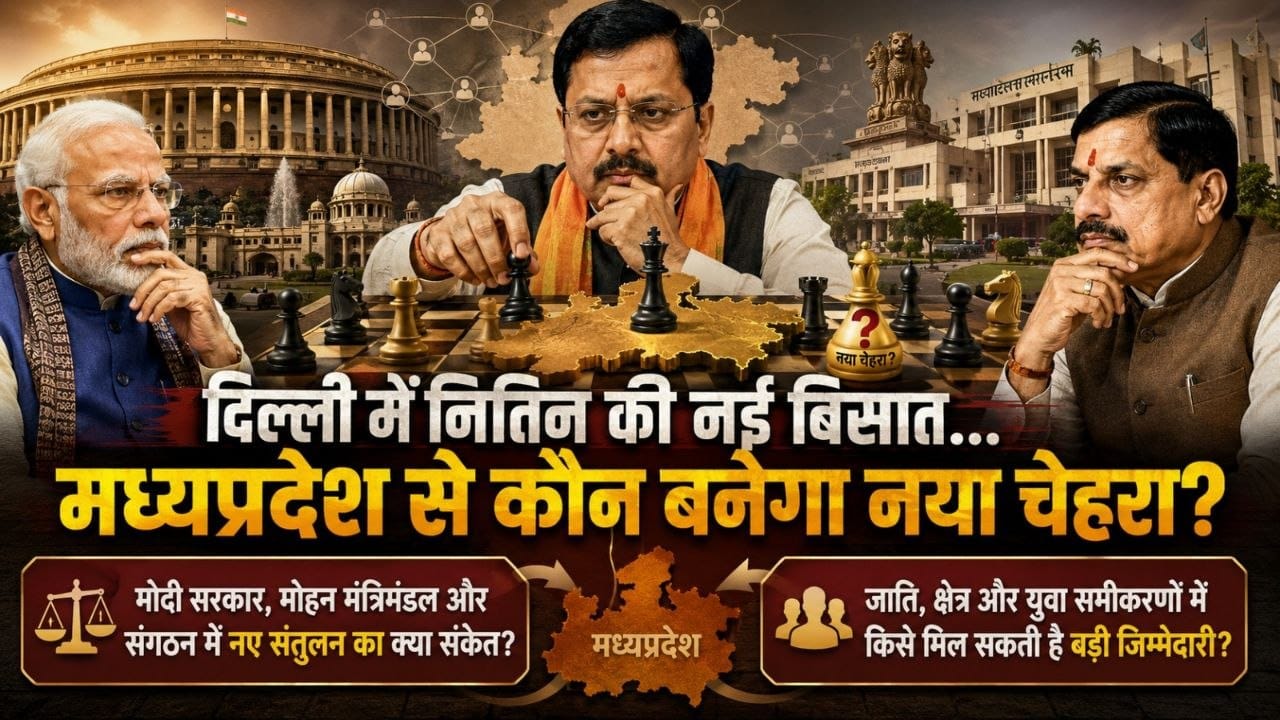 ✅(नितिन नवीन की टीम में एमपी से किसे मिलेगा जाति, युवा समीकरण का अवसर?
(MP में भाजपा की एग्रेसिव एडजस्टमेंट.. अपॉर्चुनिटी पॉलिटिक्स... और सवाल) (राकेश अग्निहोत्री) (सवाल दर सवाल)