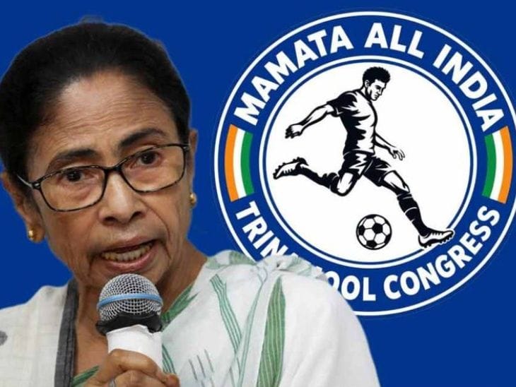 ममता बनर्जी की नई फुटबॉल खिलाड़ी प्रतीक के साथ TMC गुट का नया लोगो